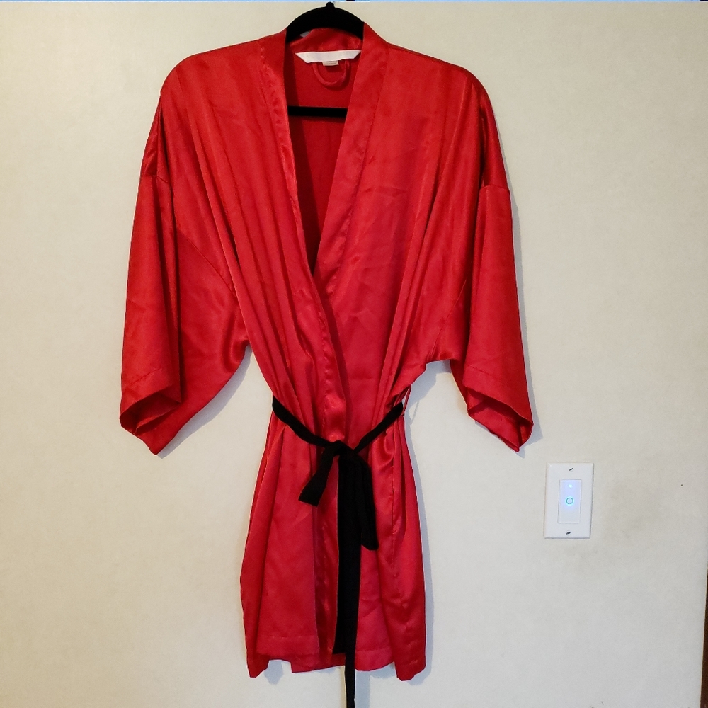 Victoria's Secret Red Satin Robe OS
